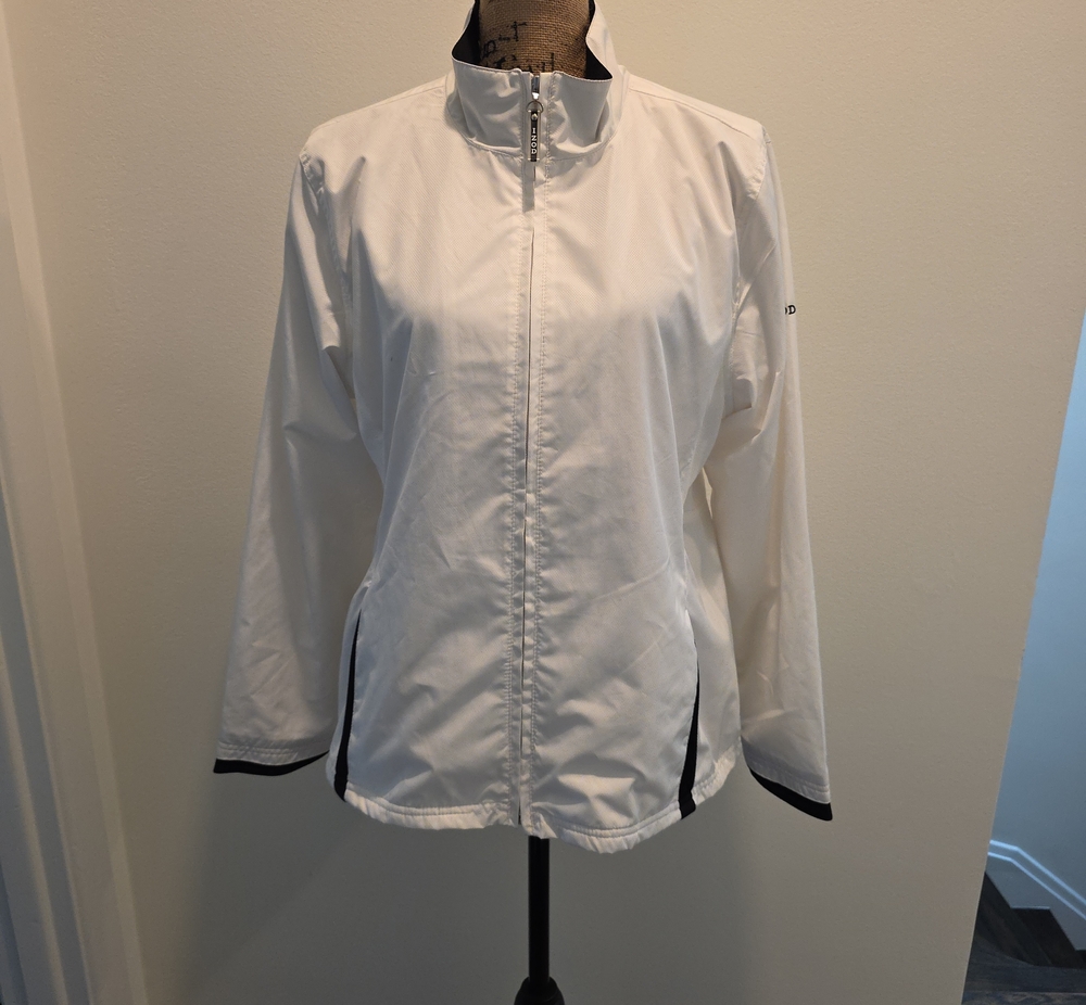 Izod White Bomber Jacket with Black Trim